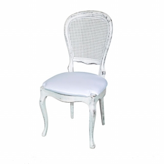 Silla Vintage decapada blanca asiento blanco