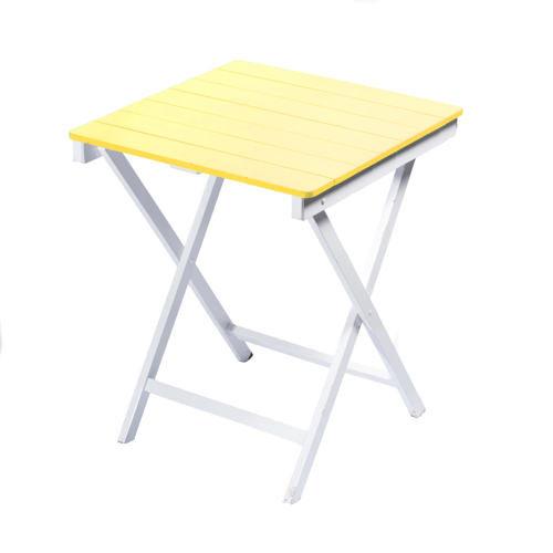 Mesa cuadrada madera amarilla