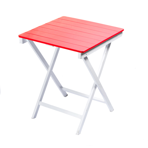 Mesa cuadrada madera roja