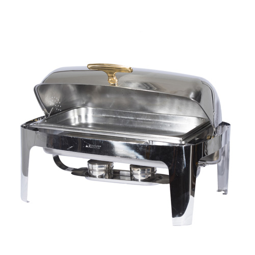 Chafing dish with roll-top lid