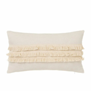 Nordic beige fringed cushion