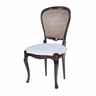 Silla Vintage caoba asiento blanco