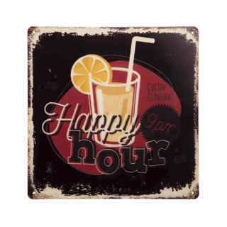 Happy Hour metal sign