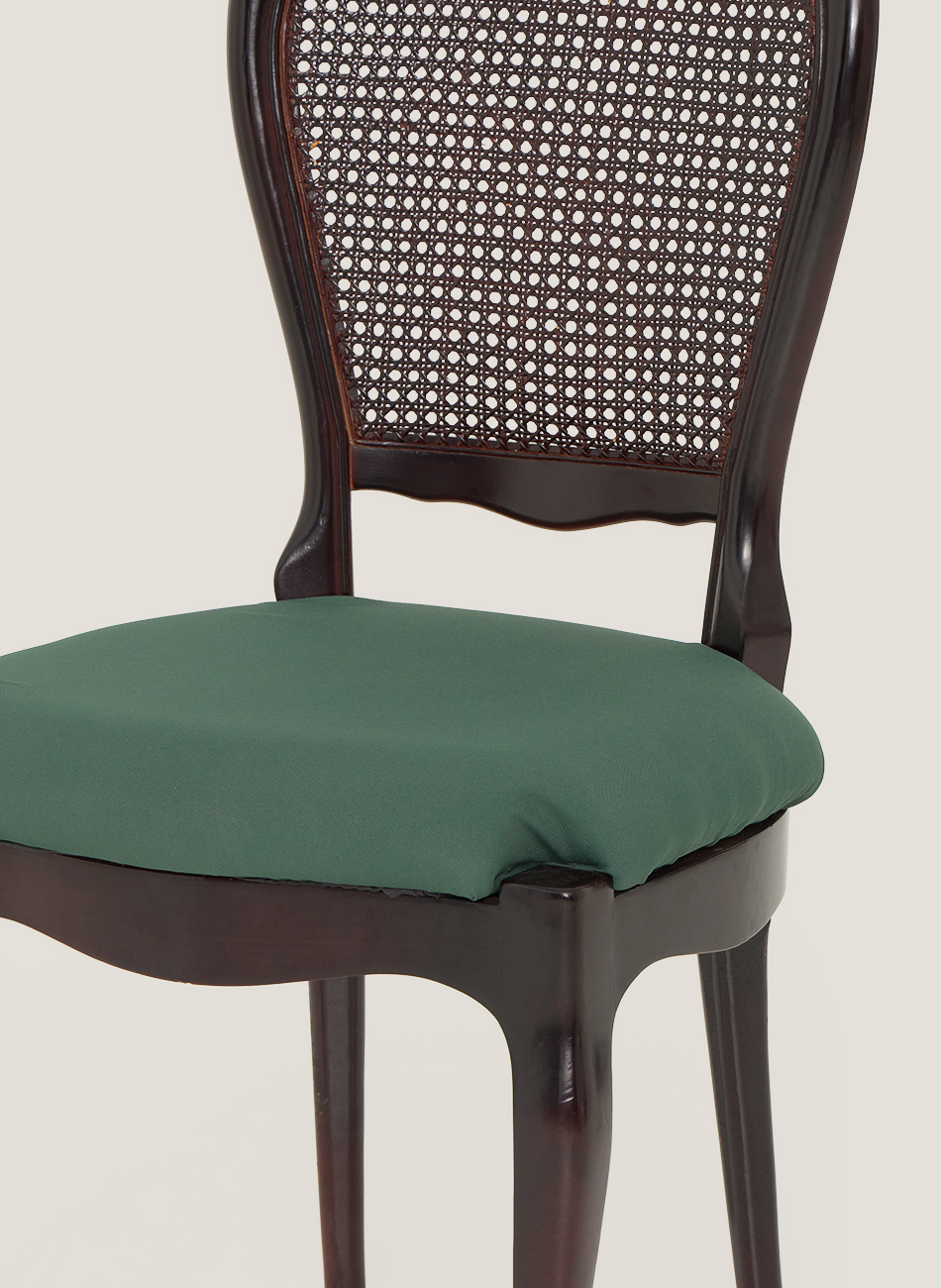 Silla vintage caoba asiento verde