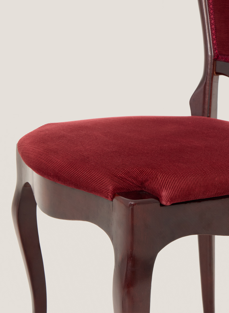 Vintage mahogany garnet upholstered chair