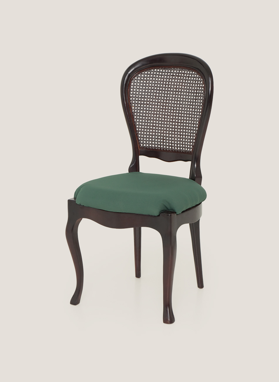 Silla vintage caoba asiento verde