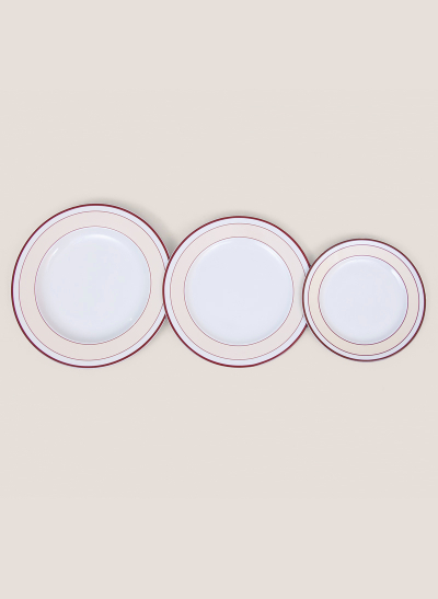 Tableware burgundy-beige band