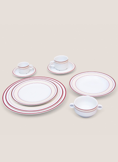 Tableware burgundy-beige band