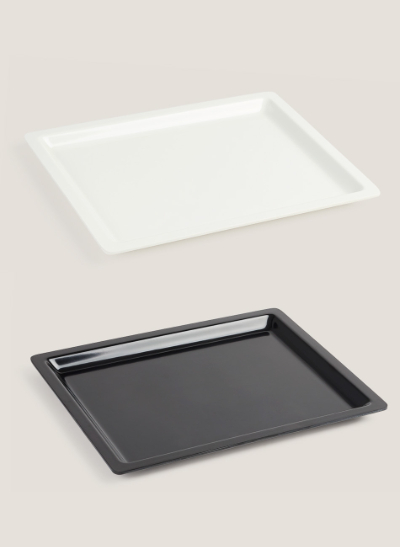Bandeja melamina blanca y negra