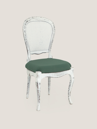 Vintage white stripped chair green seat