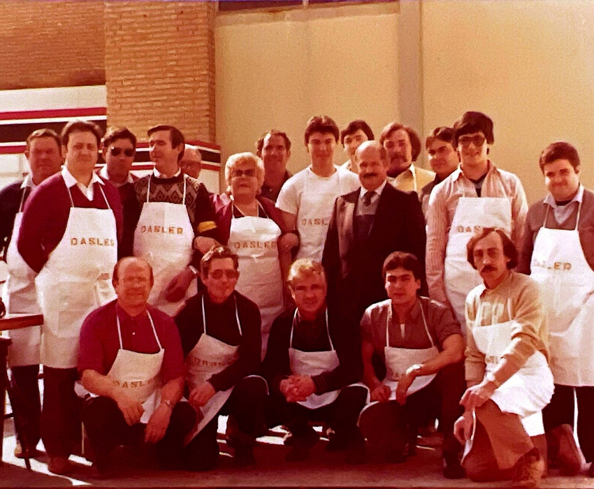 Equipo Dasler en un banquete en Zaragoza de 3000 personas, en 1987