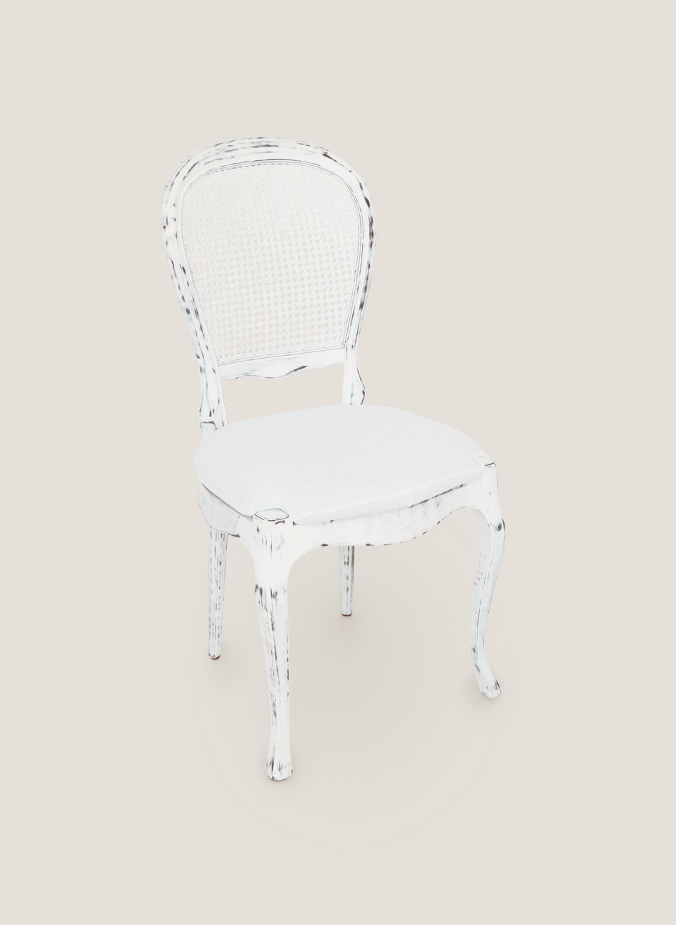 Vintage white stripped chair white seat