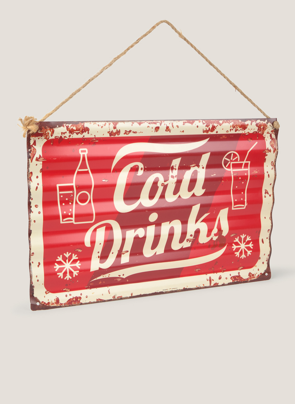 Letrero metálico cold drinks