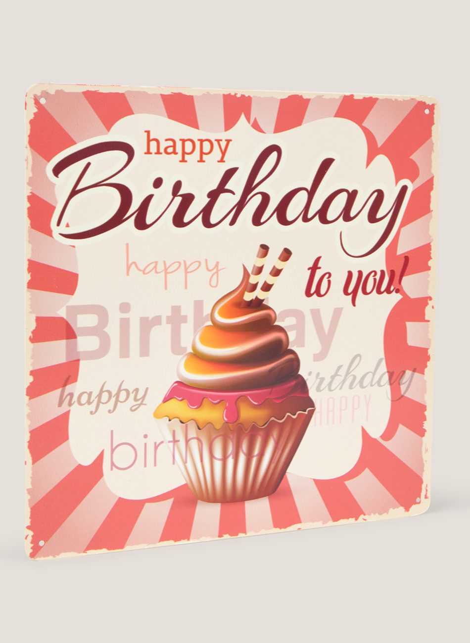 Letrero metálico happy birthday
