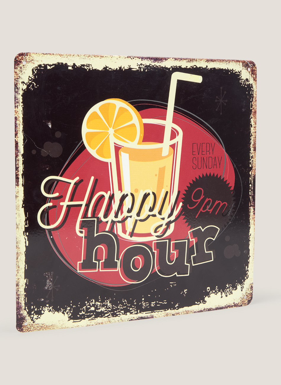 Letrero metálico happy hour