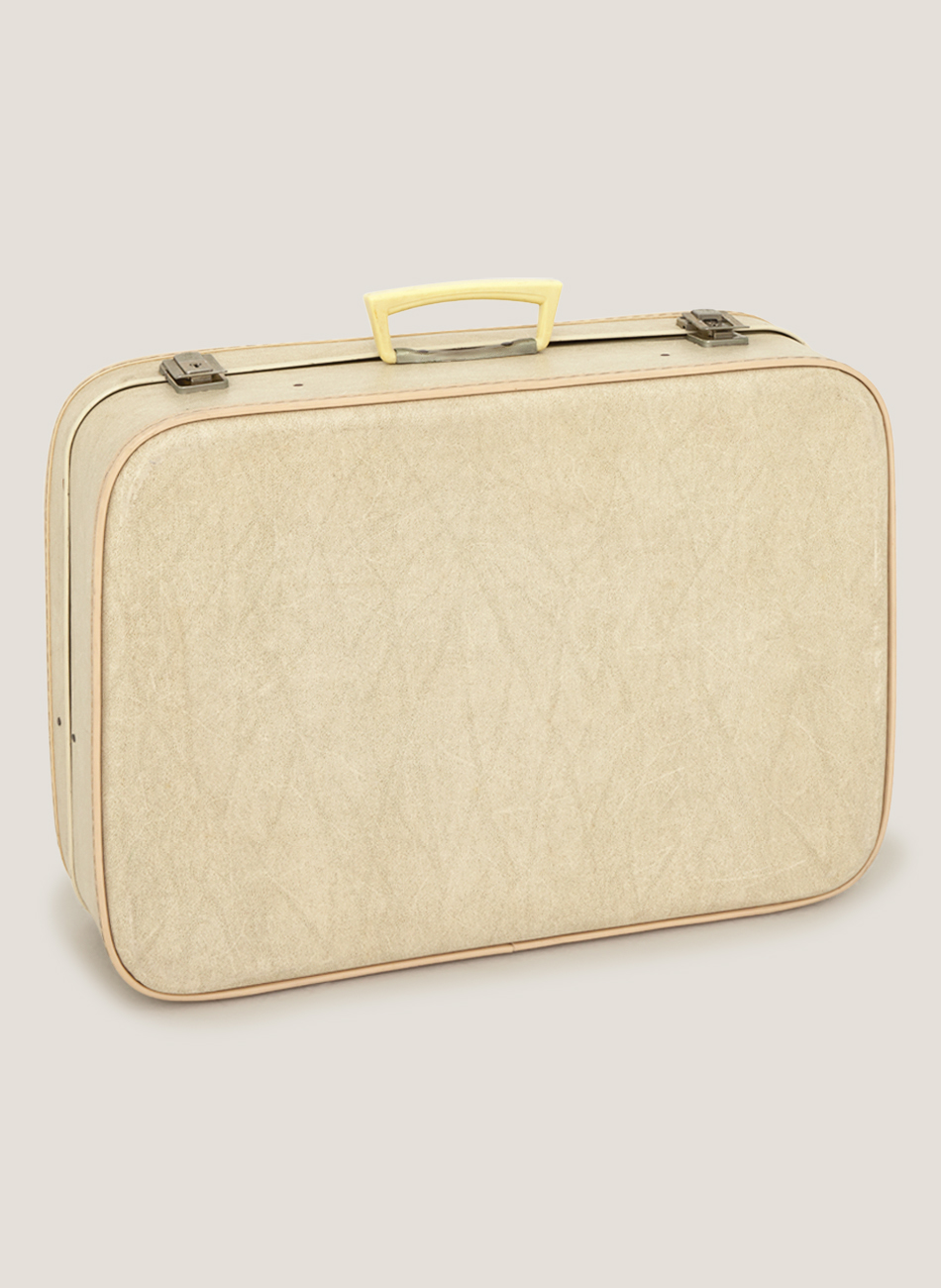 Maleta vintage piel marfil