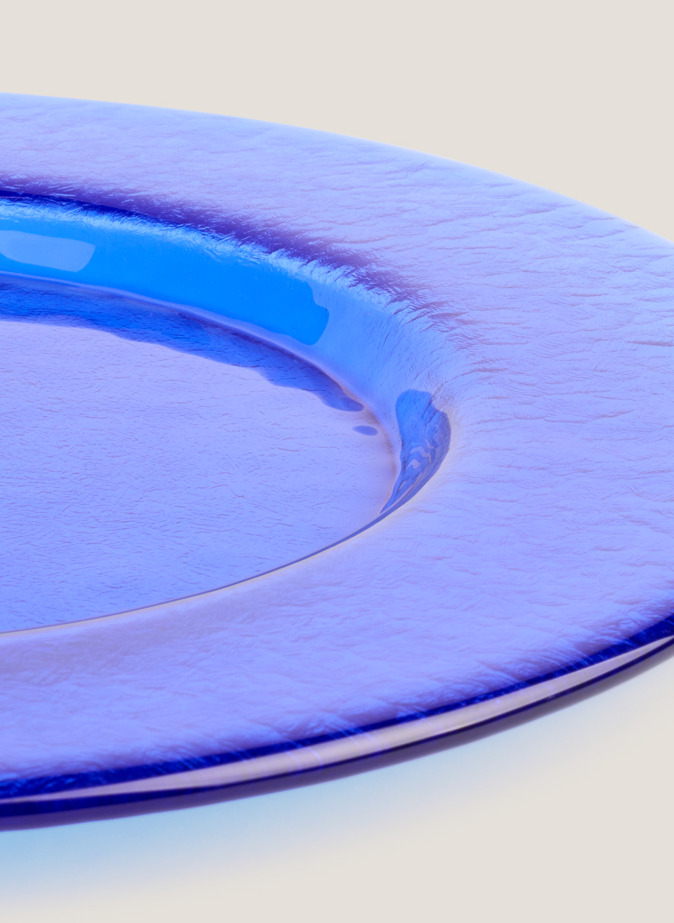 Plat vidre rodó blau